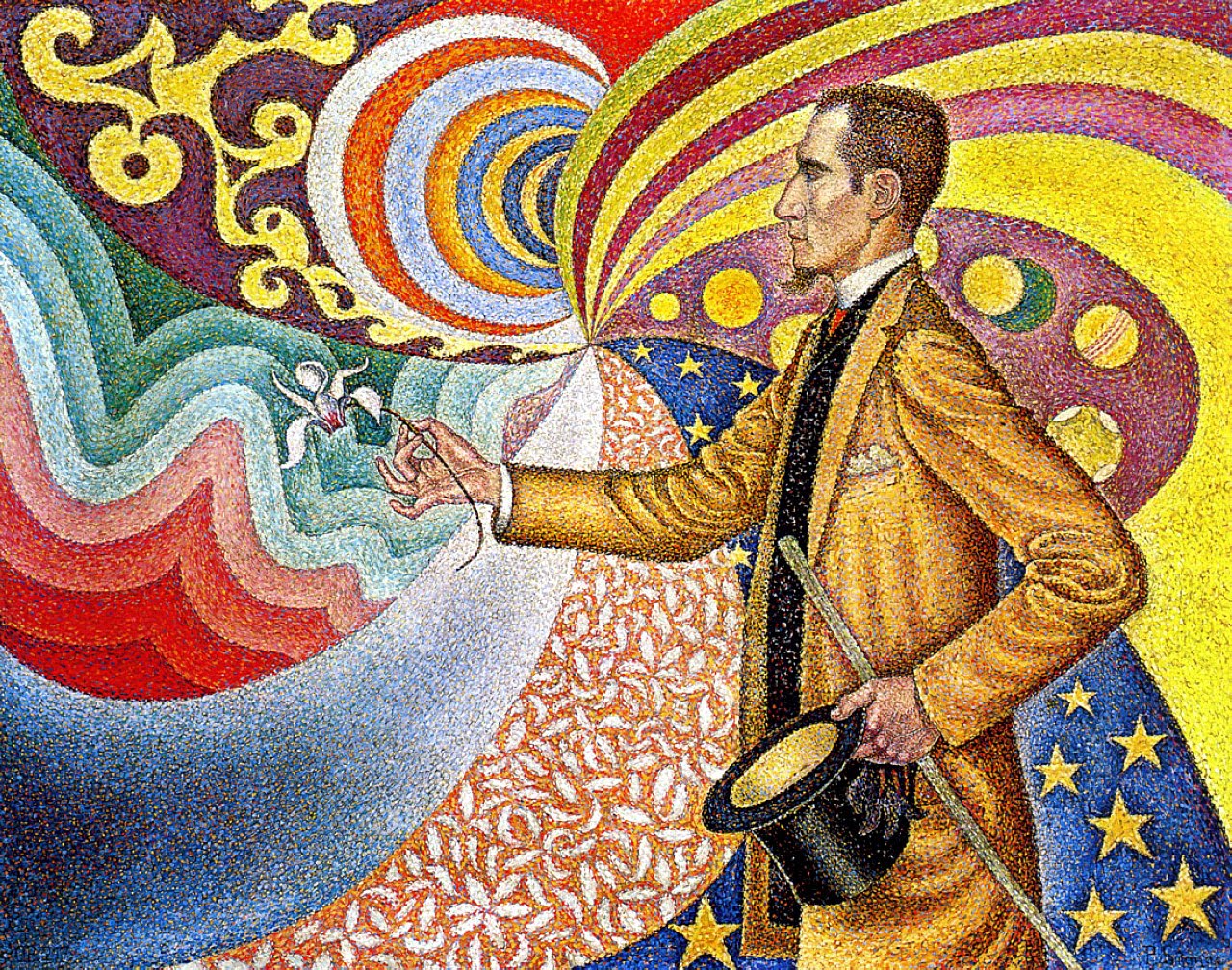 Paul Signac, Sur l'émail d'un fond rythmique de mesures et d'angles, de tons et de teintes, Portrait de M. Félix Fénéon en 1890, Opus 2171. Museum of Modern Art, New York City